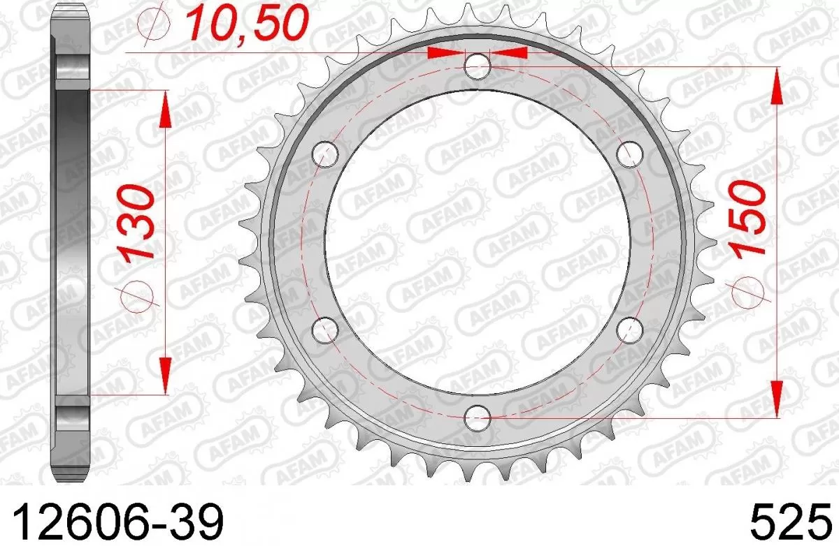 AFAM Sprocket Rear Steel 39T - 525