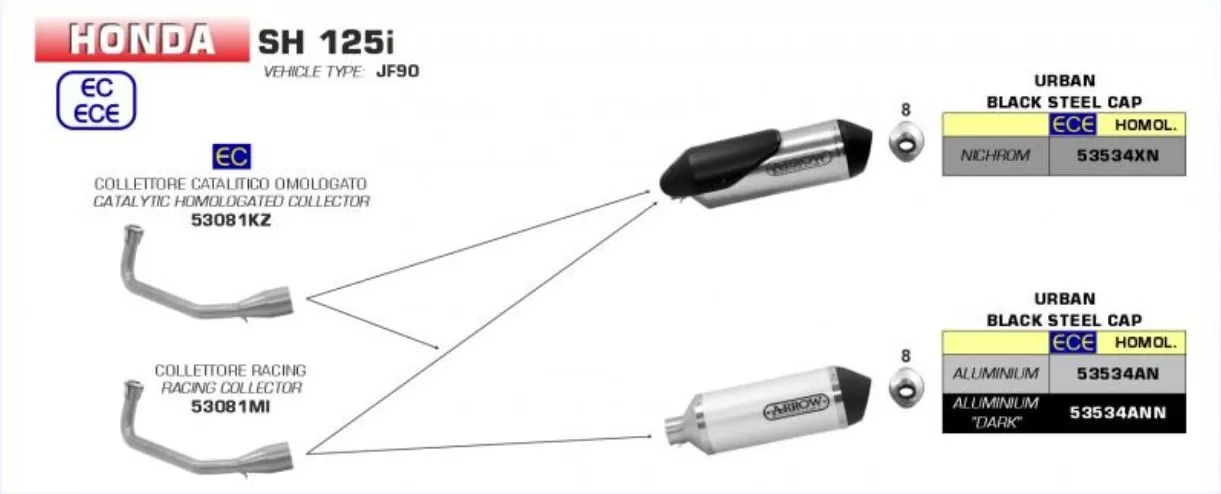 Arrow Exhaust Bend Scooter 53081MI Urban