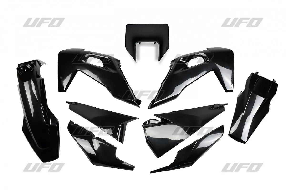 UFO Plastic Kit with Headlight Husqvarna TE/TX/FE Black