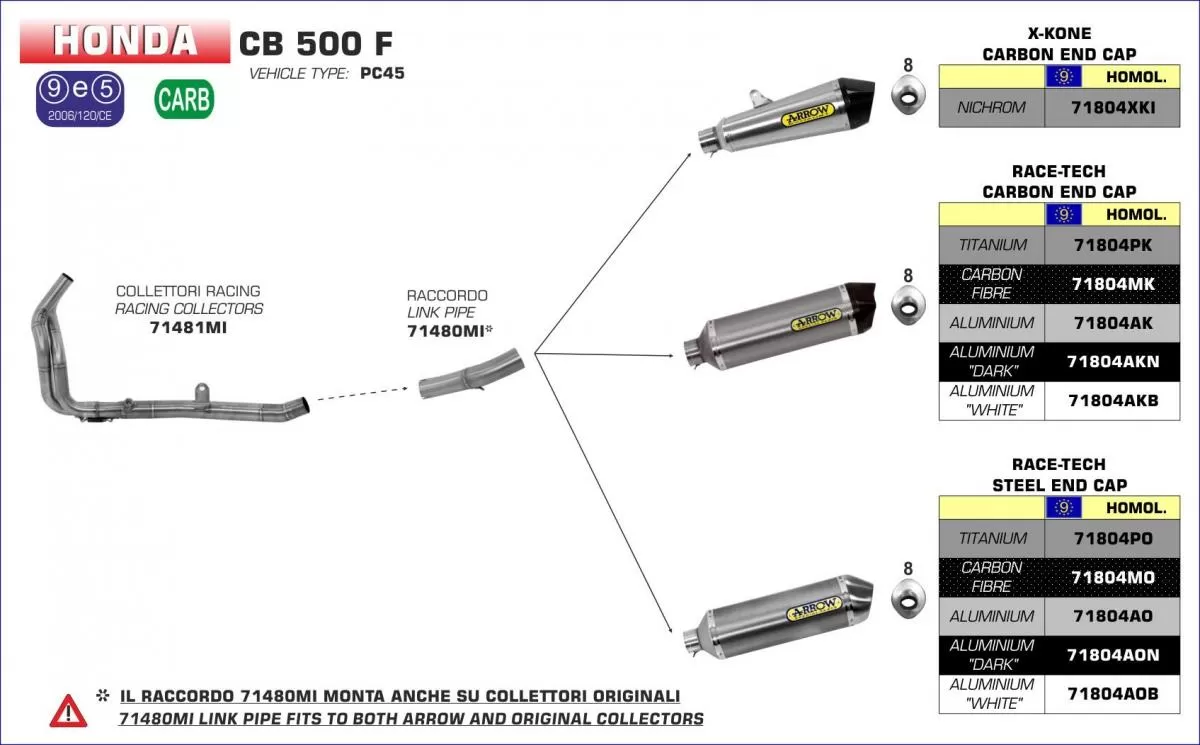 Arrow Road Exhaust 71804XKI X-Kone EEC