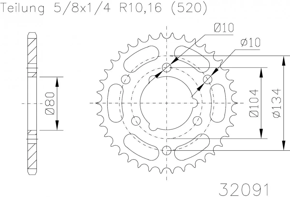 Esjot Sprocket Rear Steel 36T - 520