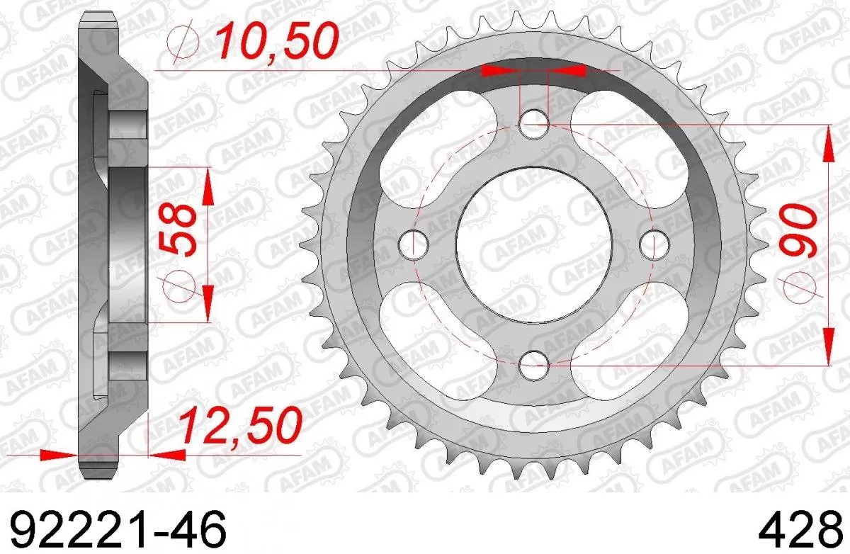 AFAM Sprocket Rear Steel 46T - 428