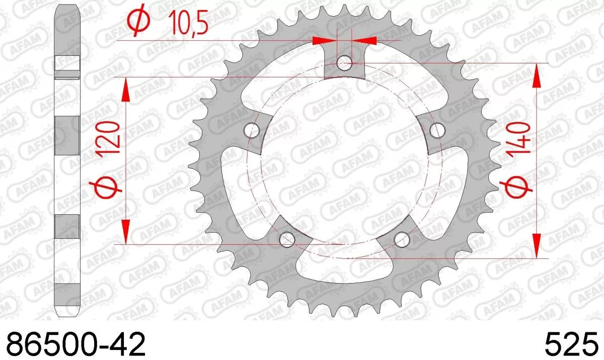 AFAM Sprocket Rear Steel 42T - 525