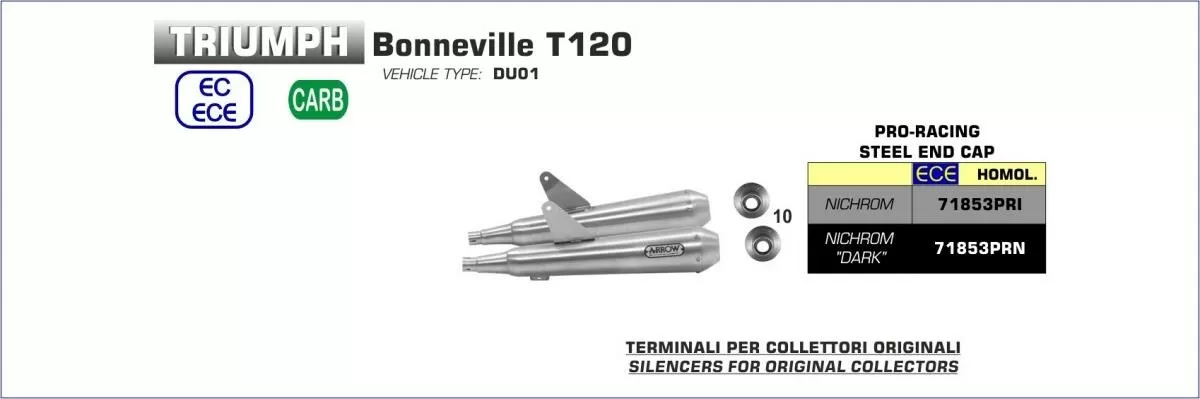 Arrow Exhaust Set Road 71853PRN Pro-Racing EEC