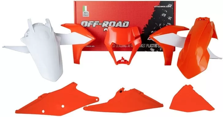 Rtech 6-Piece Plastic Kit Orange/White for KTM EXC/XC-W