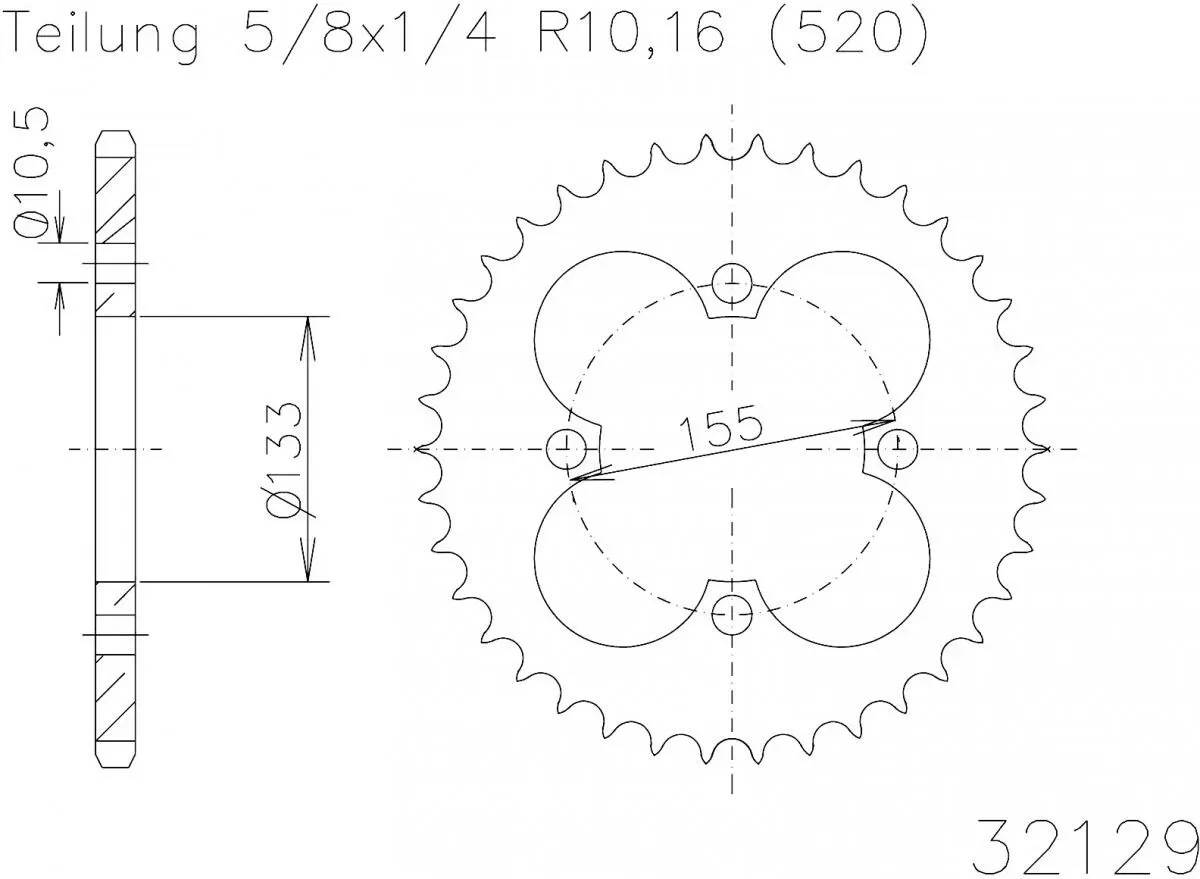 Esjot Sprocket Rear Steel 38T - 520