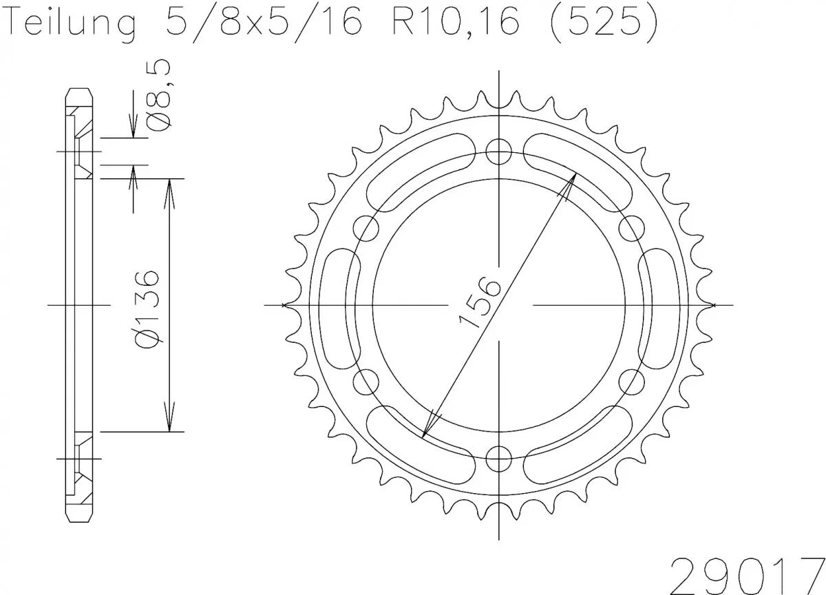 Esjot Sprocket Rear Steel 43T - 525