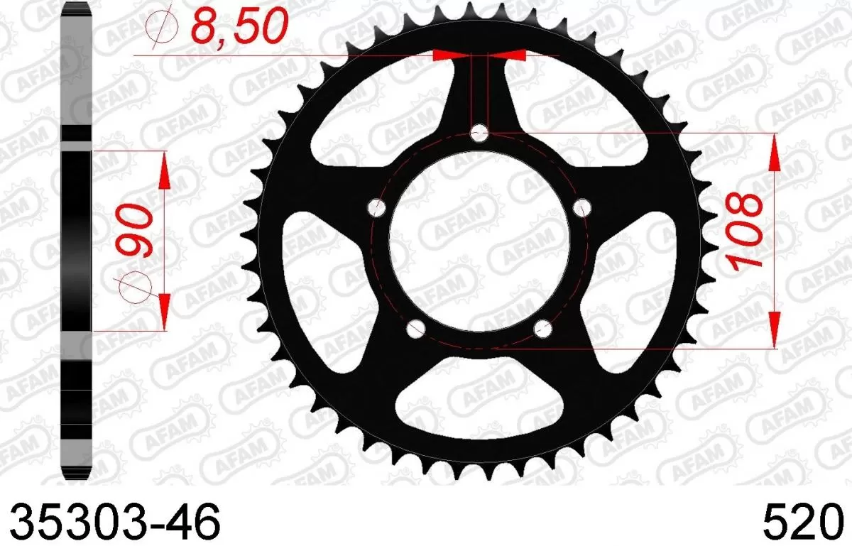 AFAM Sprocket Rear Steel 46T - 520