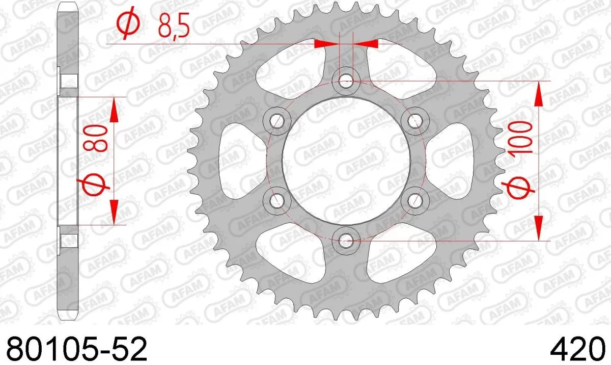 AFAM Sprocket Rear Steel 52T - 420