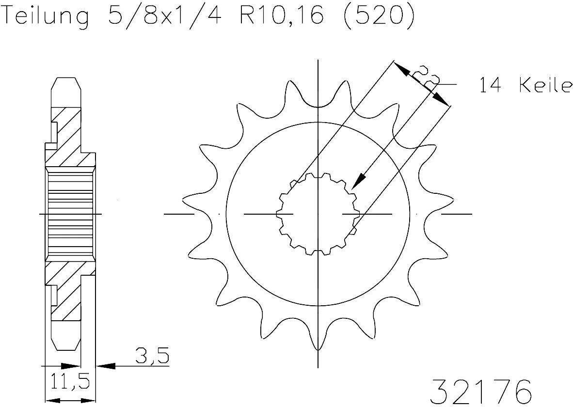 Esjot Sprocket Front 14T - 520