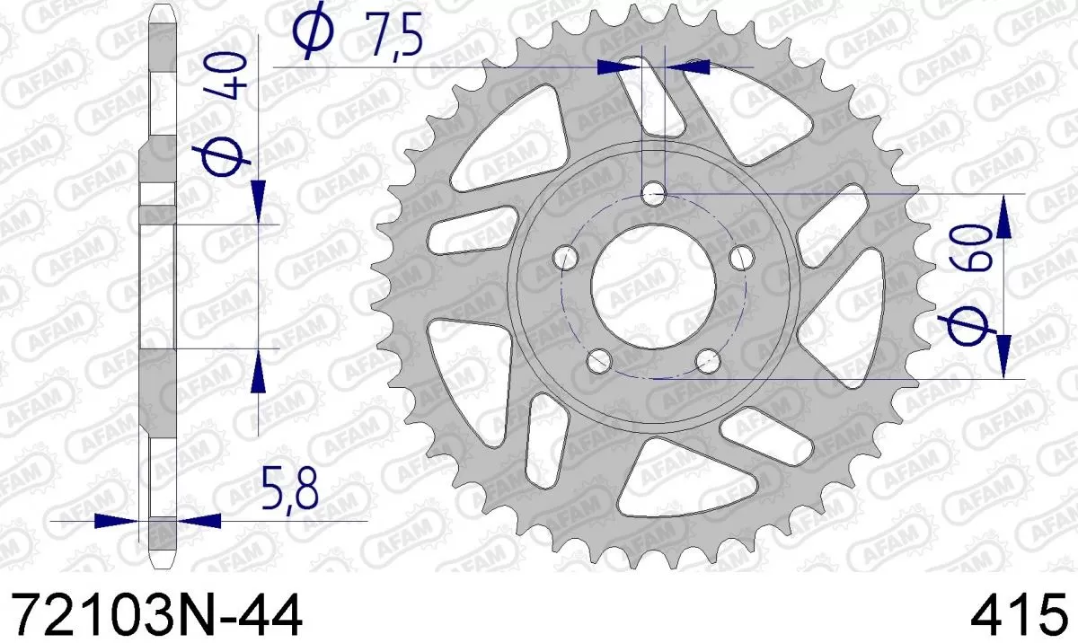 AFAM Sprocket Rear Aluminium 44T - 415