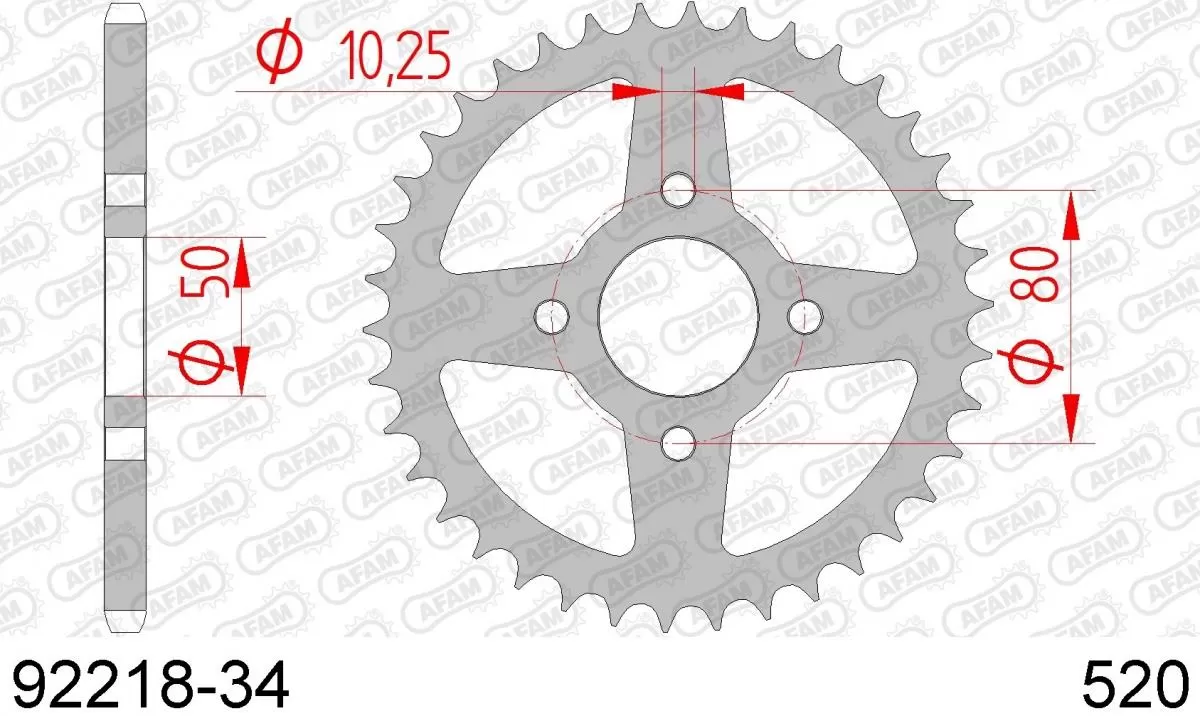 AFAM Sprocket Rear Steel 34T - 520