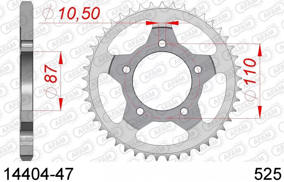 AFAM Sprocket Rear Steel 47T - 525