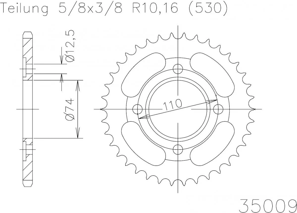 Esjot Sprocket Rear Steel 36T - 530