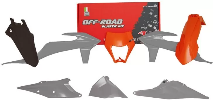 Rtech Plastic Kit 6-Piece Orange/Grey for KTM EXC/XC-W 20-23