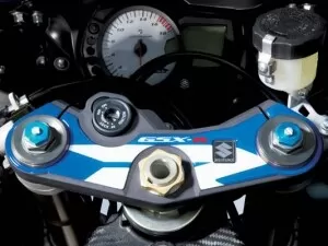 Suzuki Blue/White crown plate protection GSX-R 1000 (07-08)