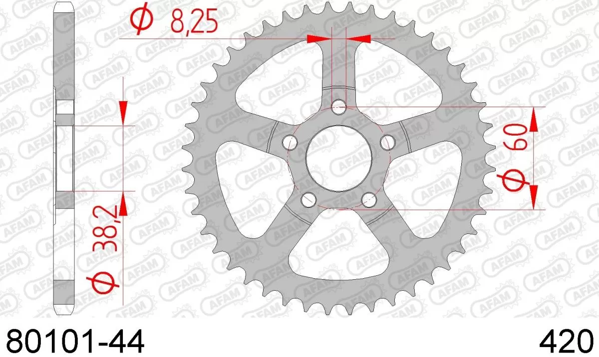 AFAM Sprocket Rear Steel 44T - 420