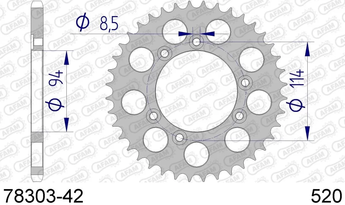 AFAM Sprocket Rear Aluminium 42T - 520