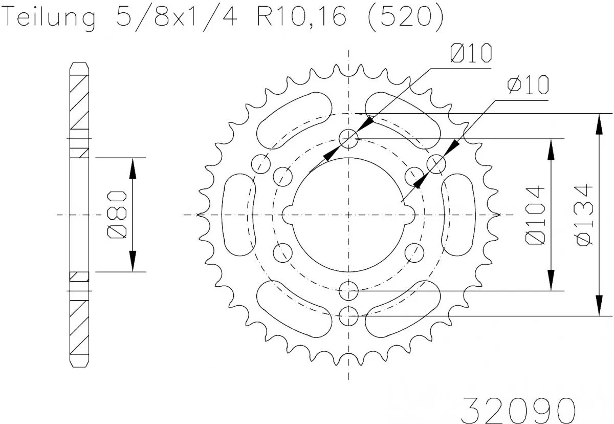Esjot Sprocket Rear Steel 40T - 520