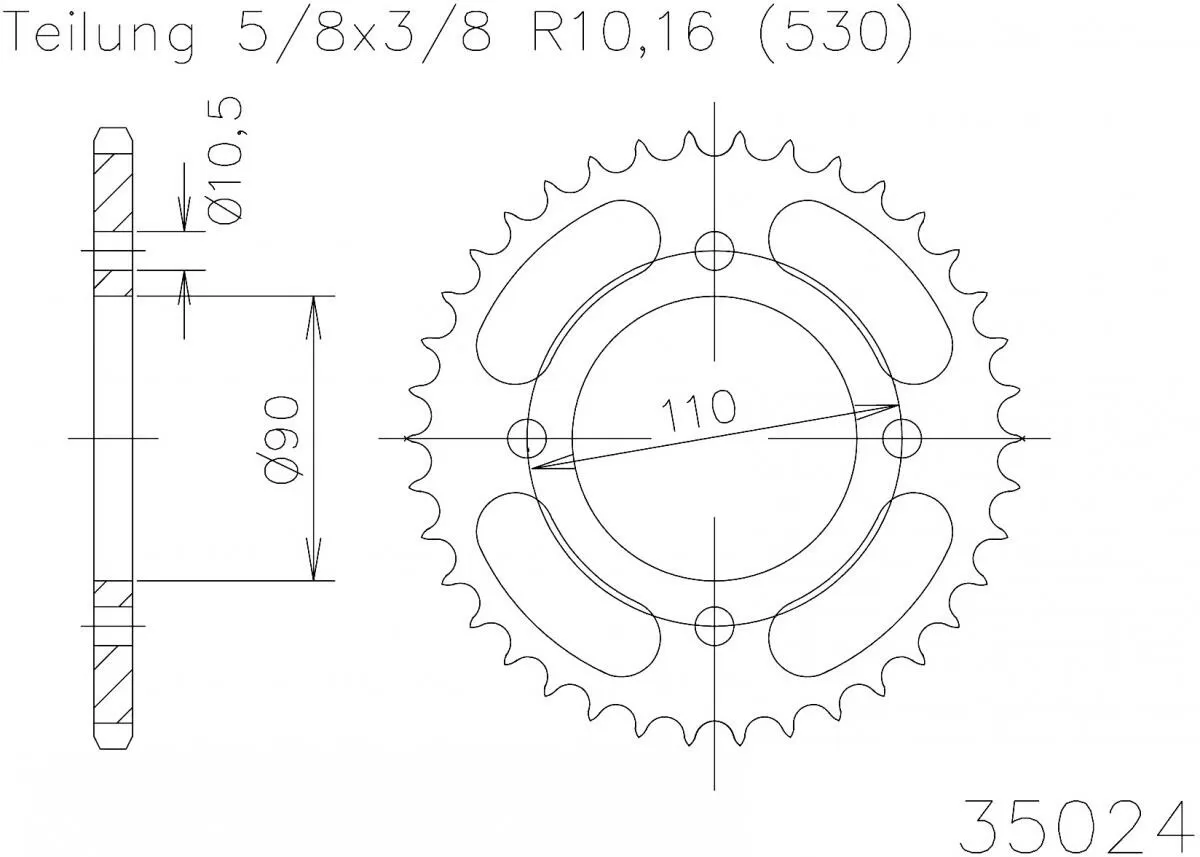 Esjot Sprocket Rear Steel 38T - 530