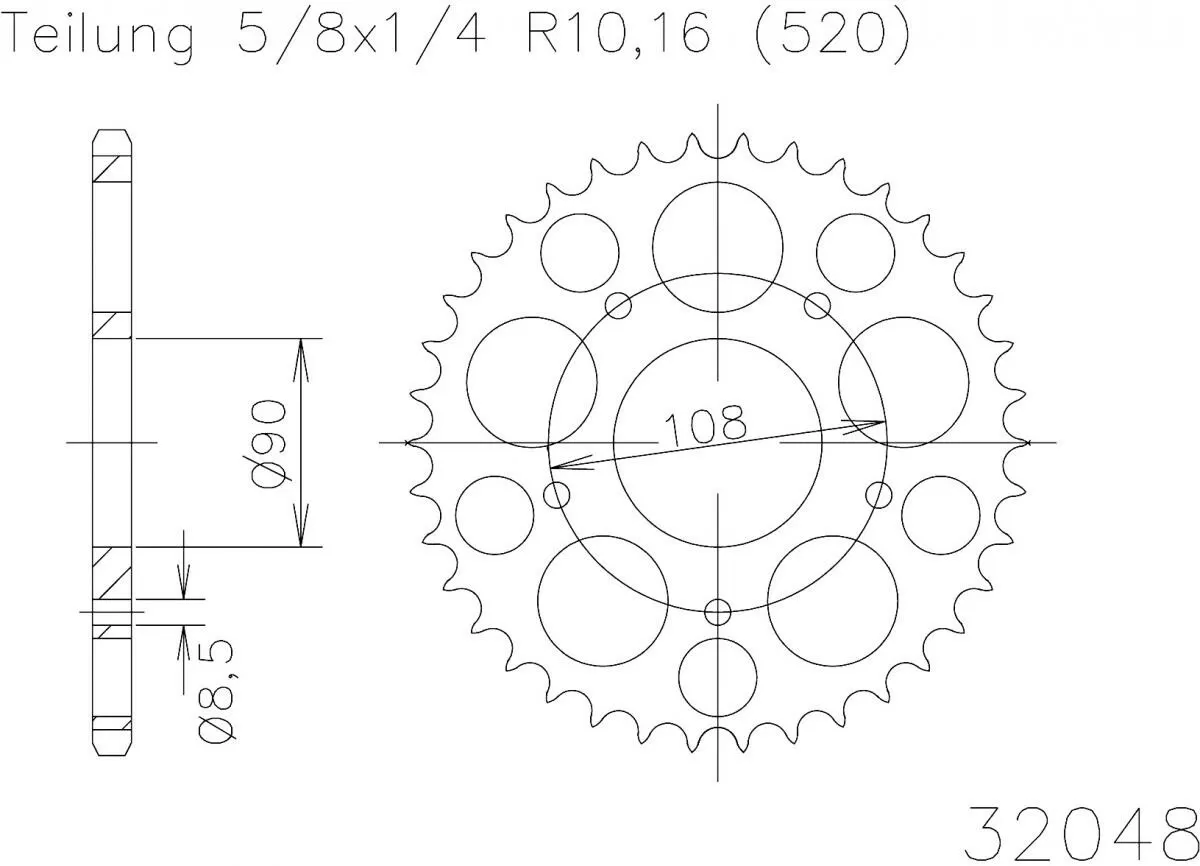 Esjot Sprocket Rear Steel 43T - 520