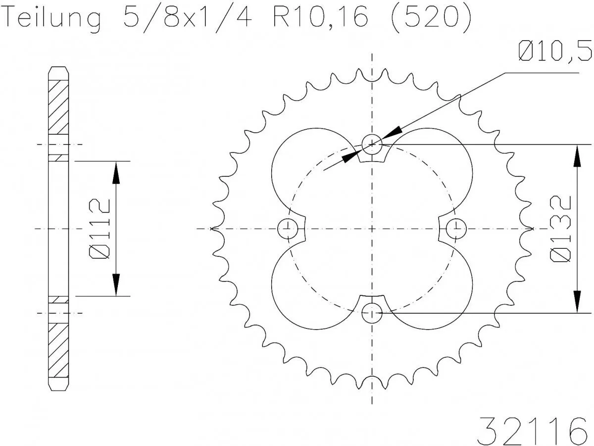 Esjot Sprocket Rear Steel 36T - 520