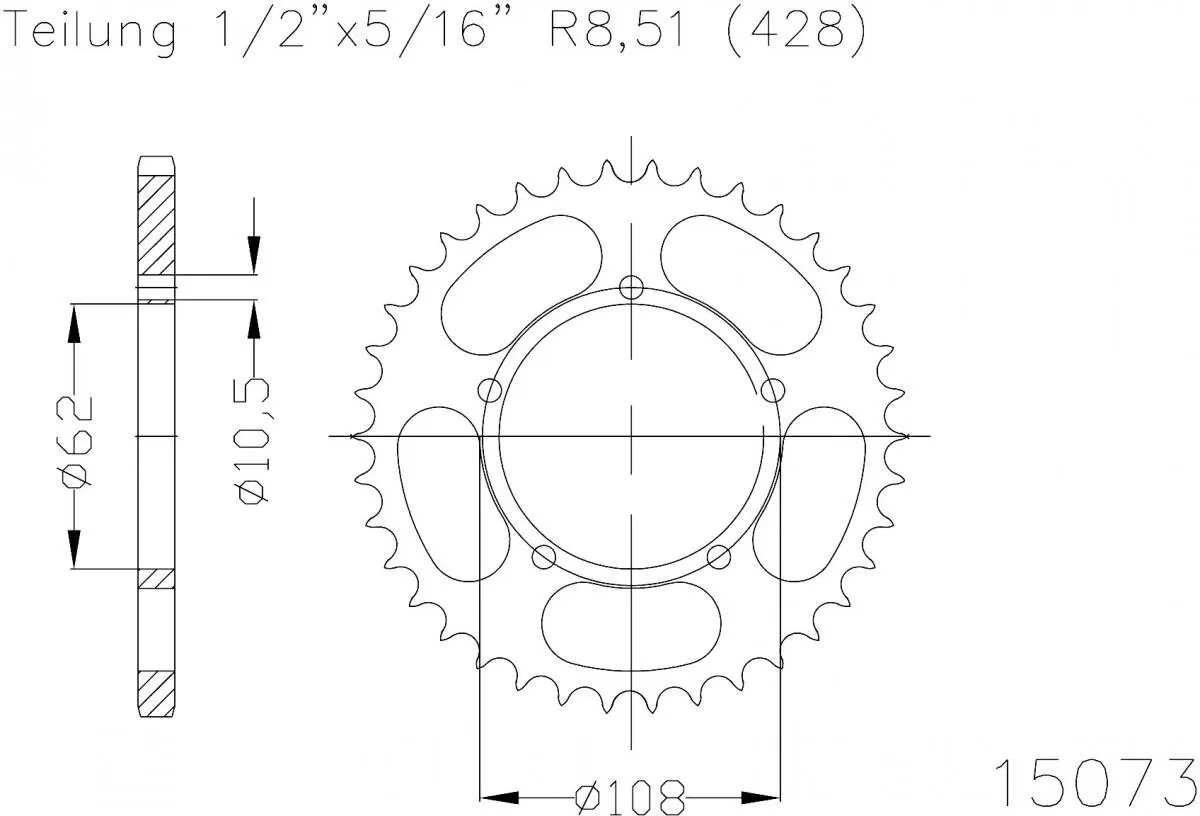 Esjot Sprocket Rear Steel 50T - 428