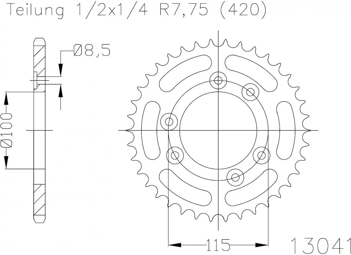 Esjot Sprocket Rear Steel 51T - 420