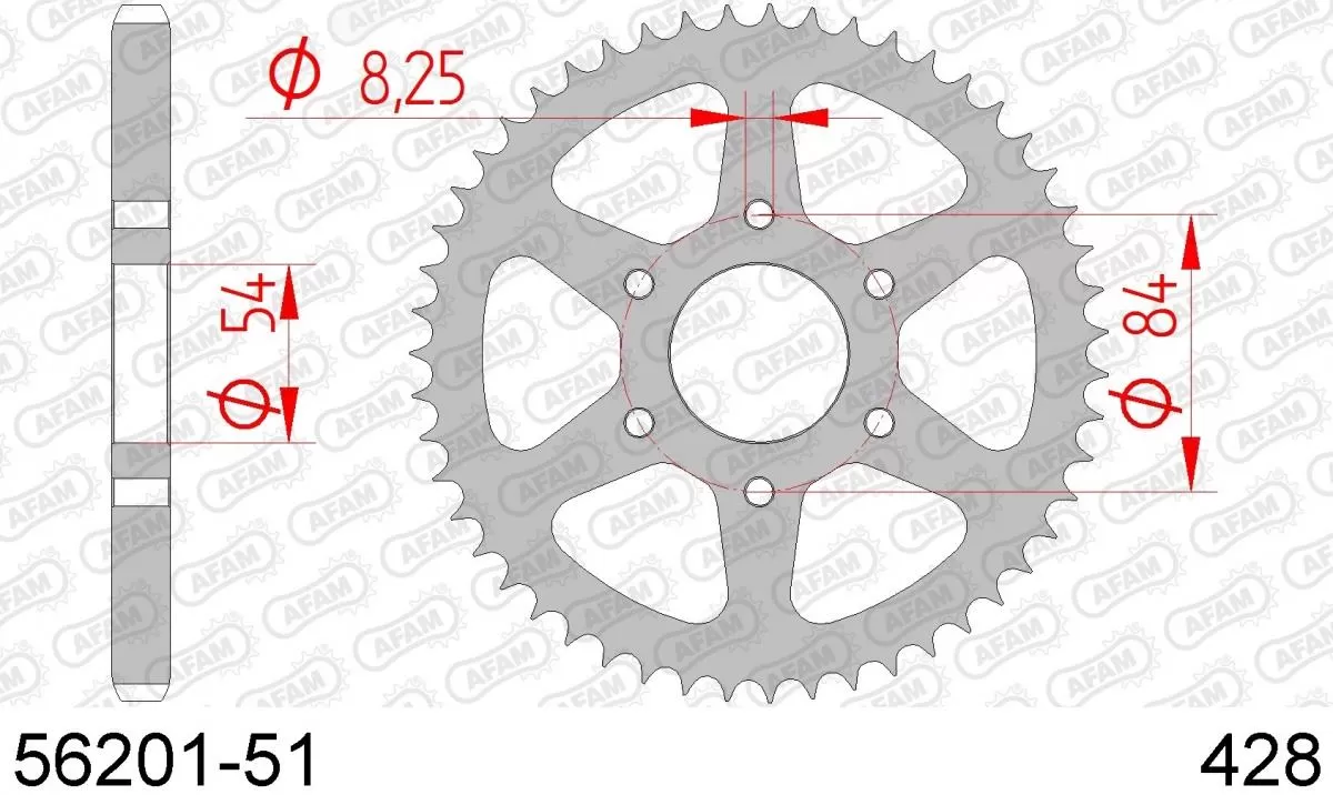 AFAM Sprocket Rear Steel 51T - 428