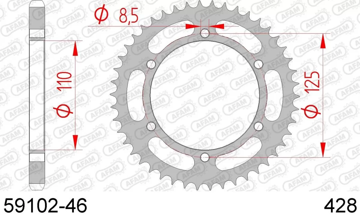 AFAM Sprocket Rear Steel 46T - 428