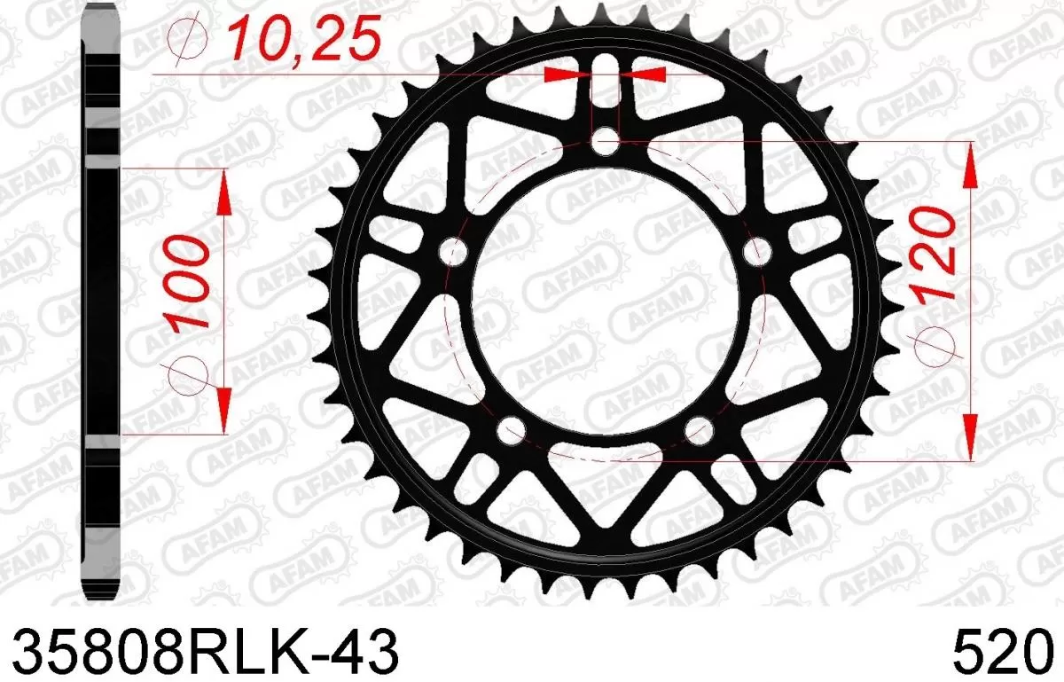 AFAM Sprocket Rear Steel 43T - 520