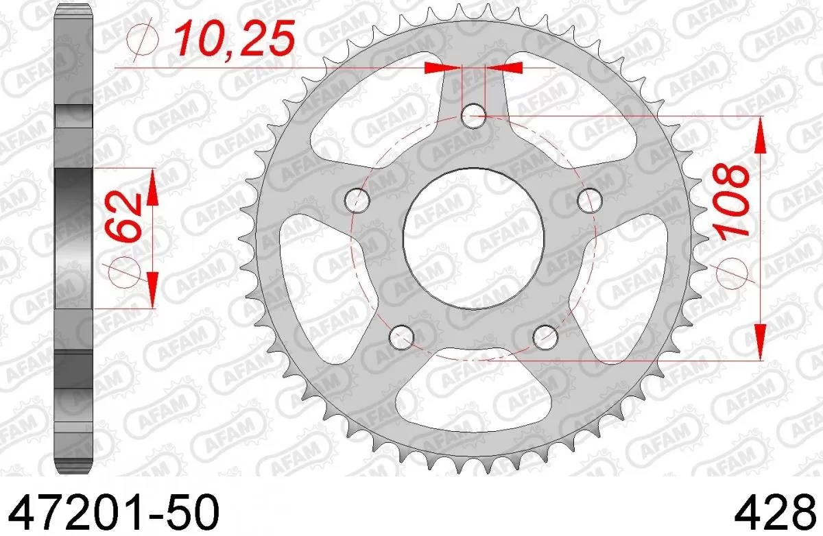 AFAM Sprocket Rear Steel 50T - 428
