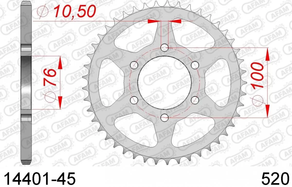 AFAM Sprocket Rear Steel 45T - 520
