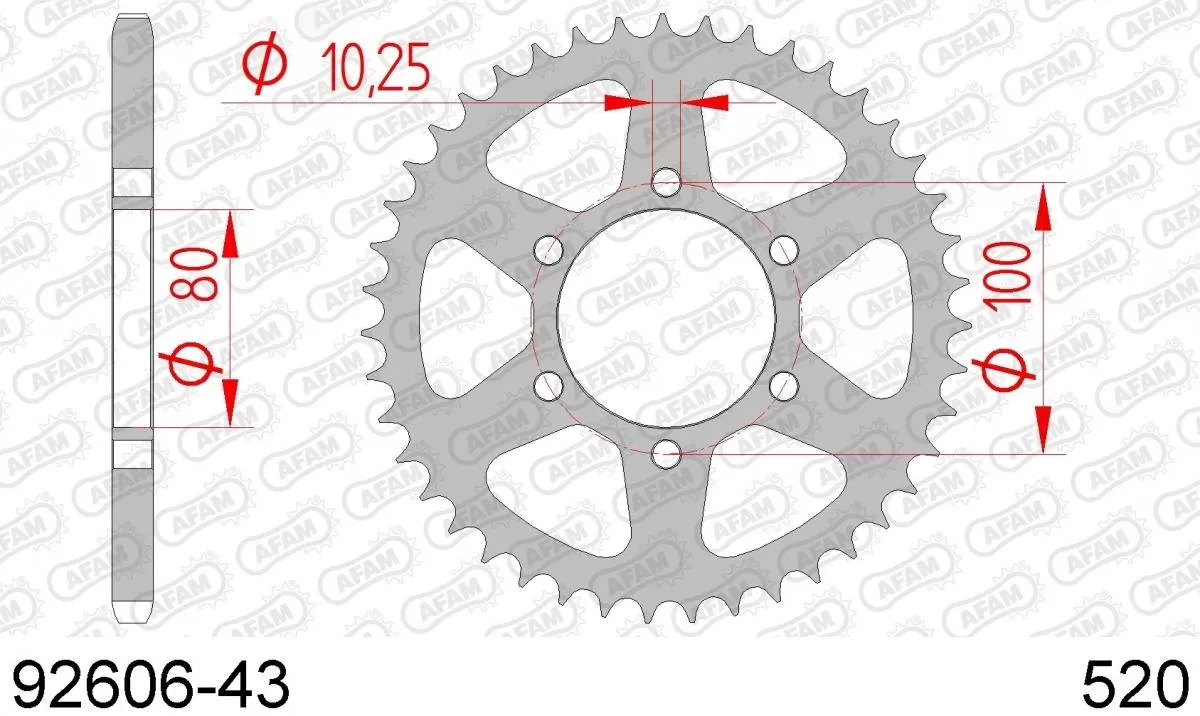 AFAM Sprocket Rear Steel 43T - 520