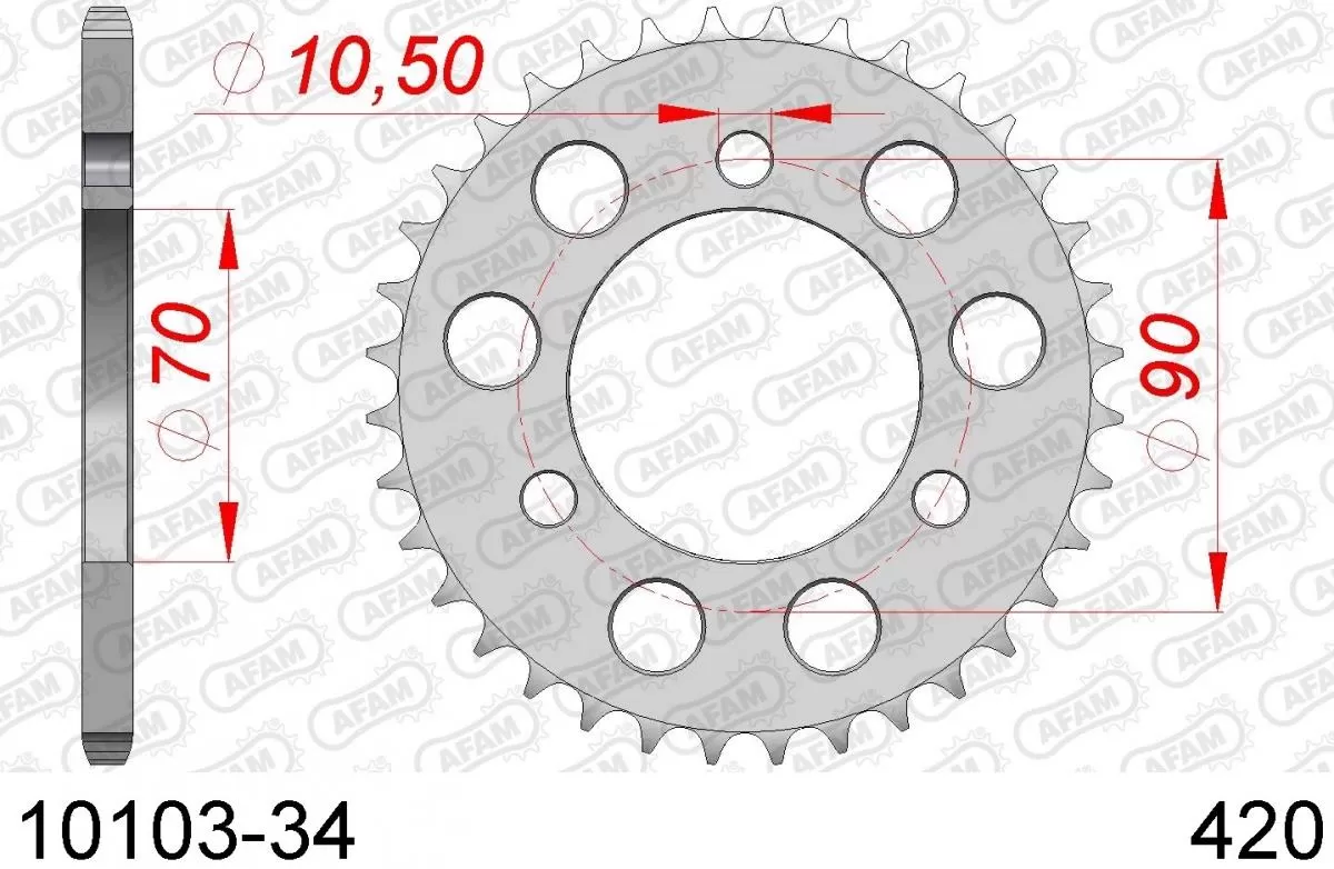 AFAM Sprocket Rear Steel 34T - 420