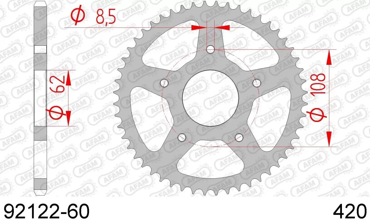 AFAM Sprocket Rear Steel 60T - 420
