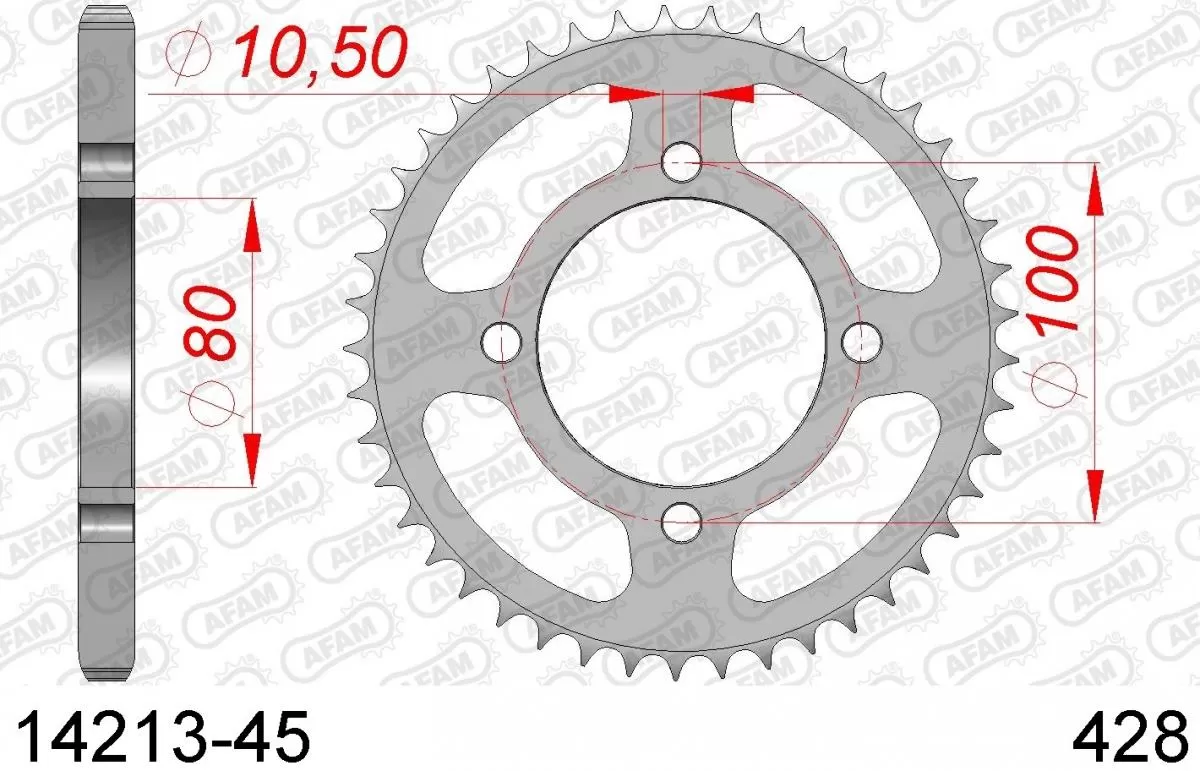 AFAM Sprocket Rear Steel 45T - 428