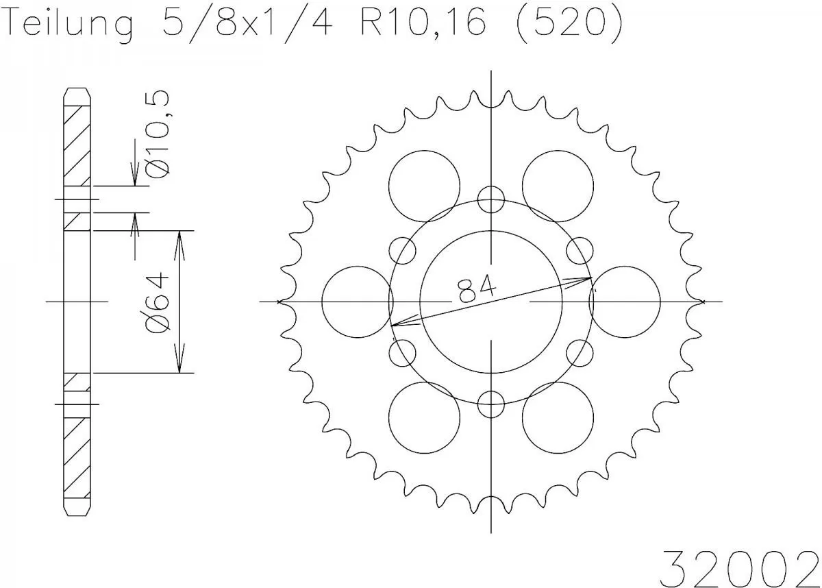 Esjot Sprocket Rear Steel 47T - 520