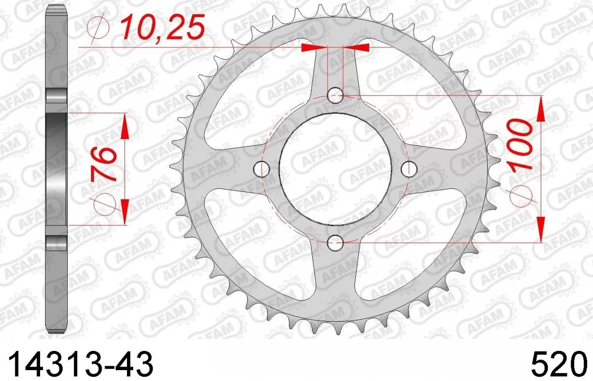 AFAM Sprocket Rear Steel 43T - 520