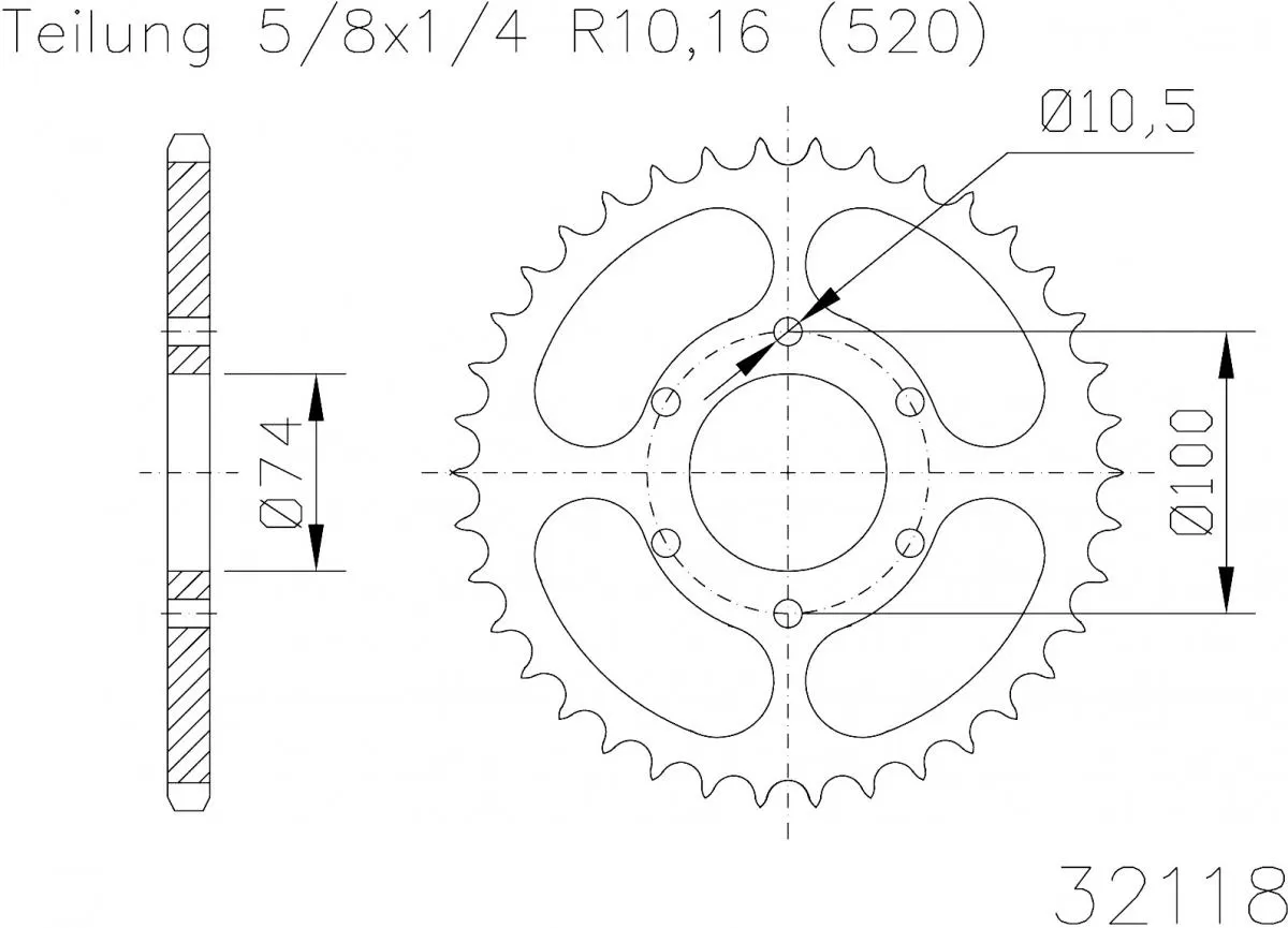 Esjot Sprocket Rear Steel 46T - 520