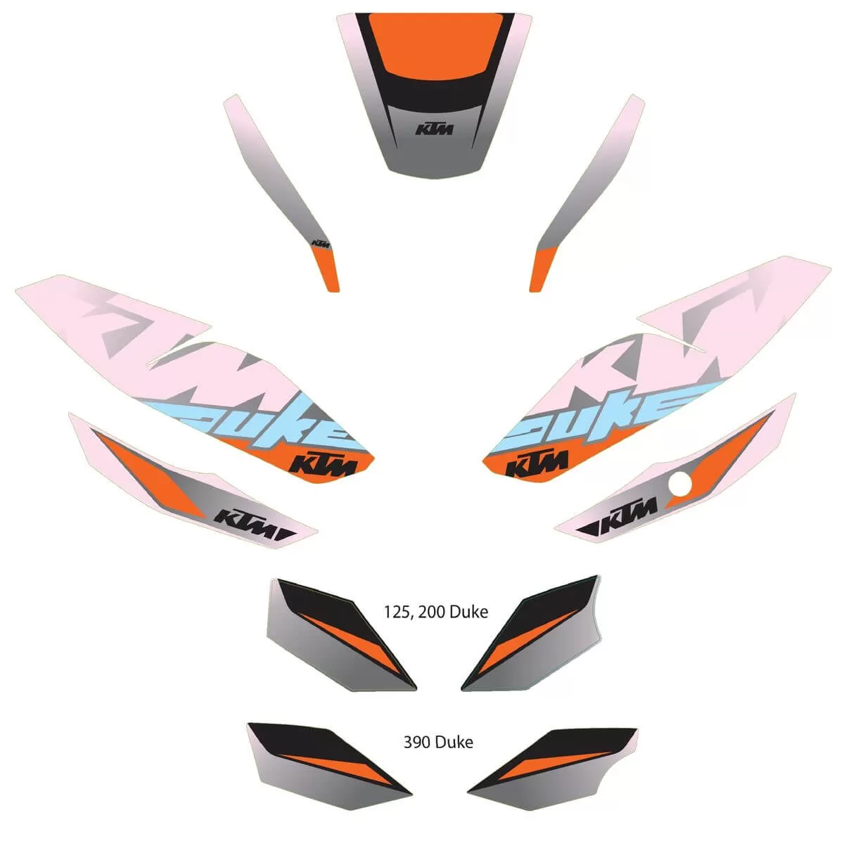 KTM Decal Set 125/200/390 Duke