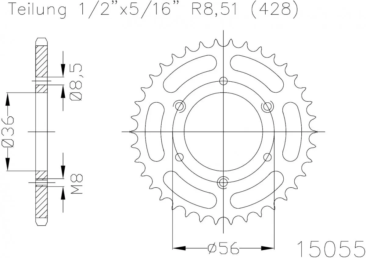 Esjot Sprocket Rear Steel 28T - 428