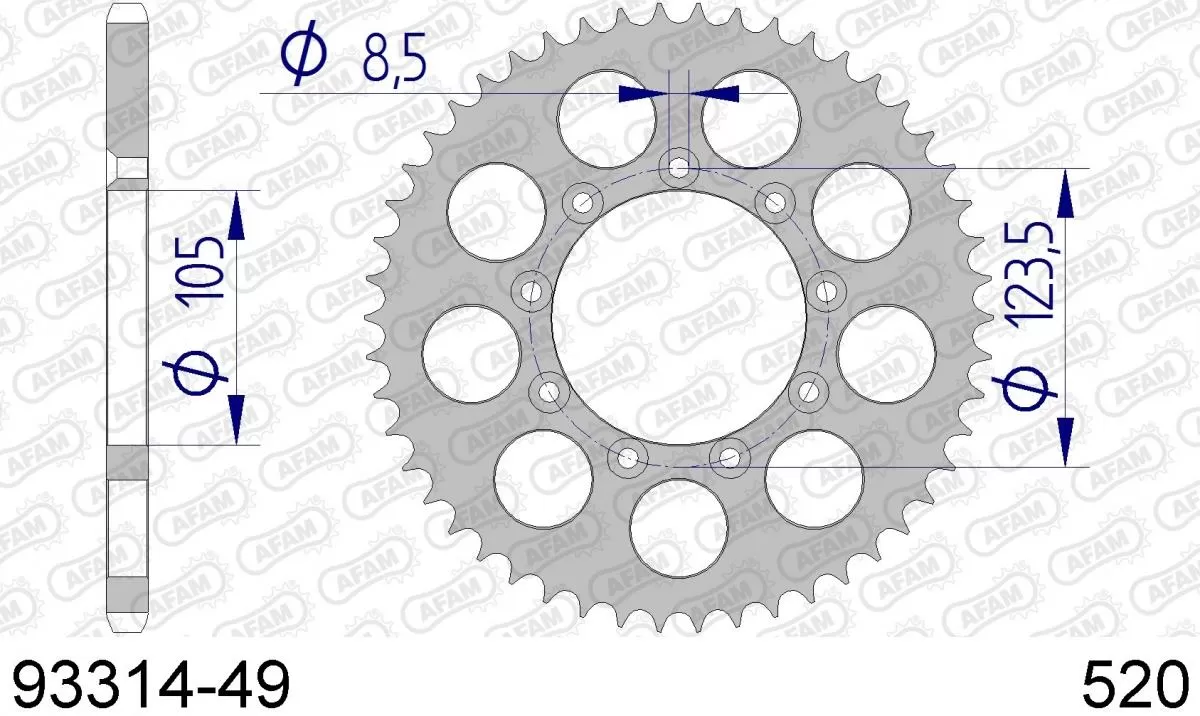 AFAM Sprocket Rear Aluminium 49T - 520