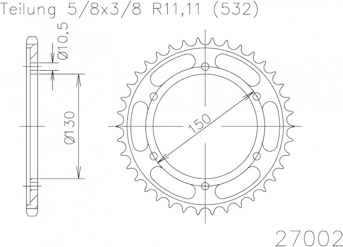 Esjot Sprocket Rear Steel 45T - 532