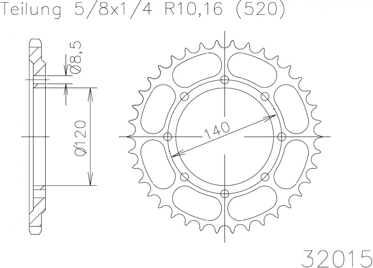 Esjot Sprocket Front 15T - 520