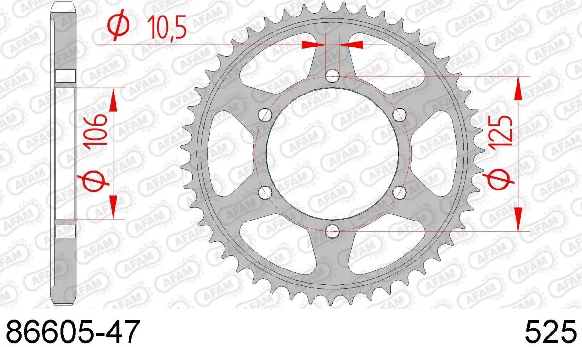 AFAM Sprocket Rear Steel 47T - 525