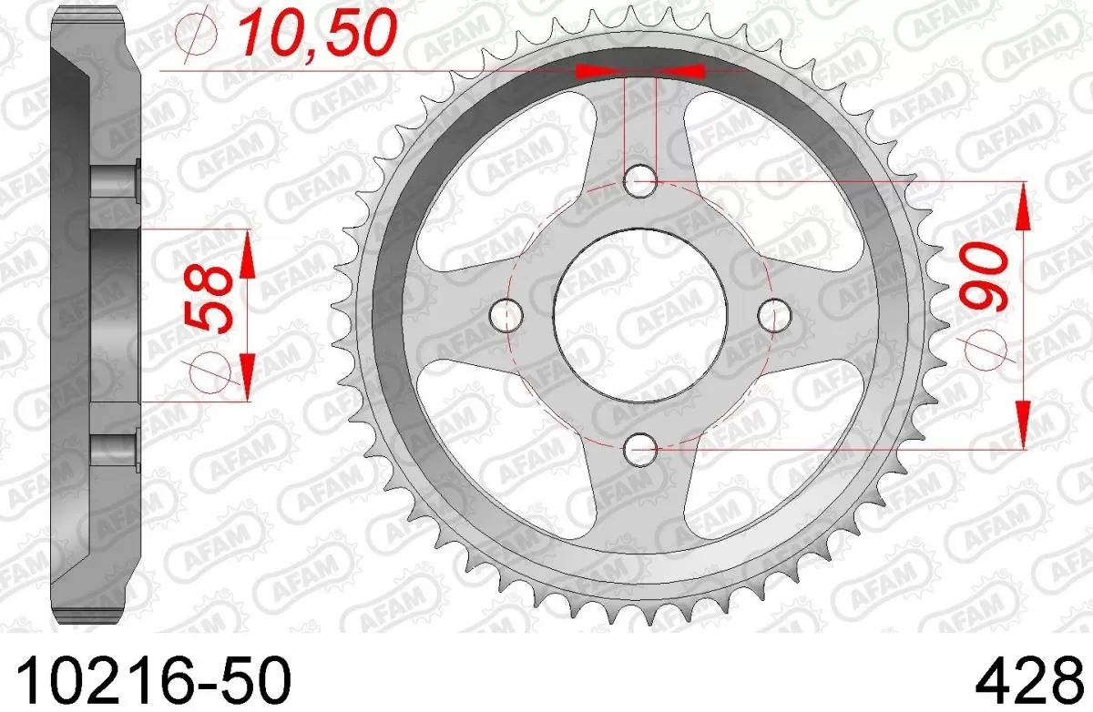 AFAM Sprocket Rear Steel 50T - 428