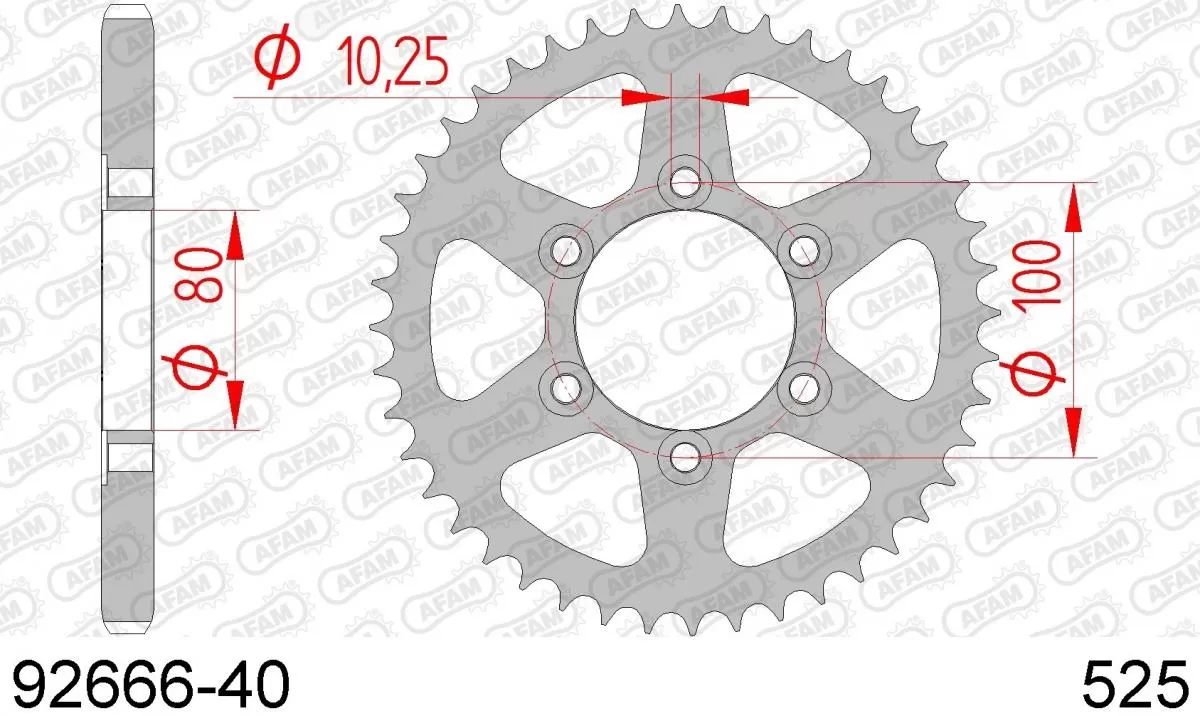AFAM Sprocket Rear Steel 40T - 525