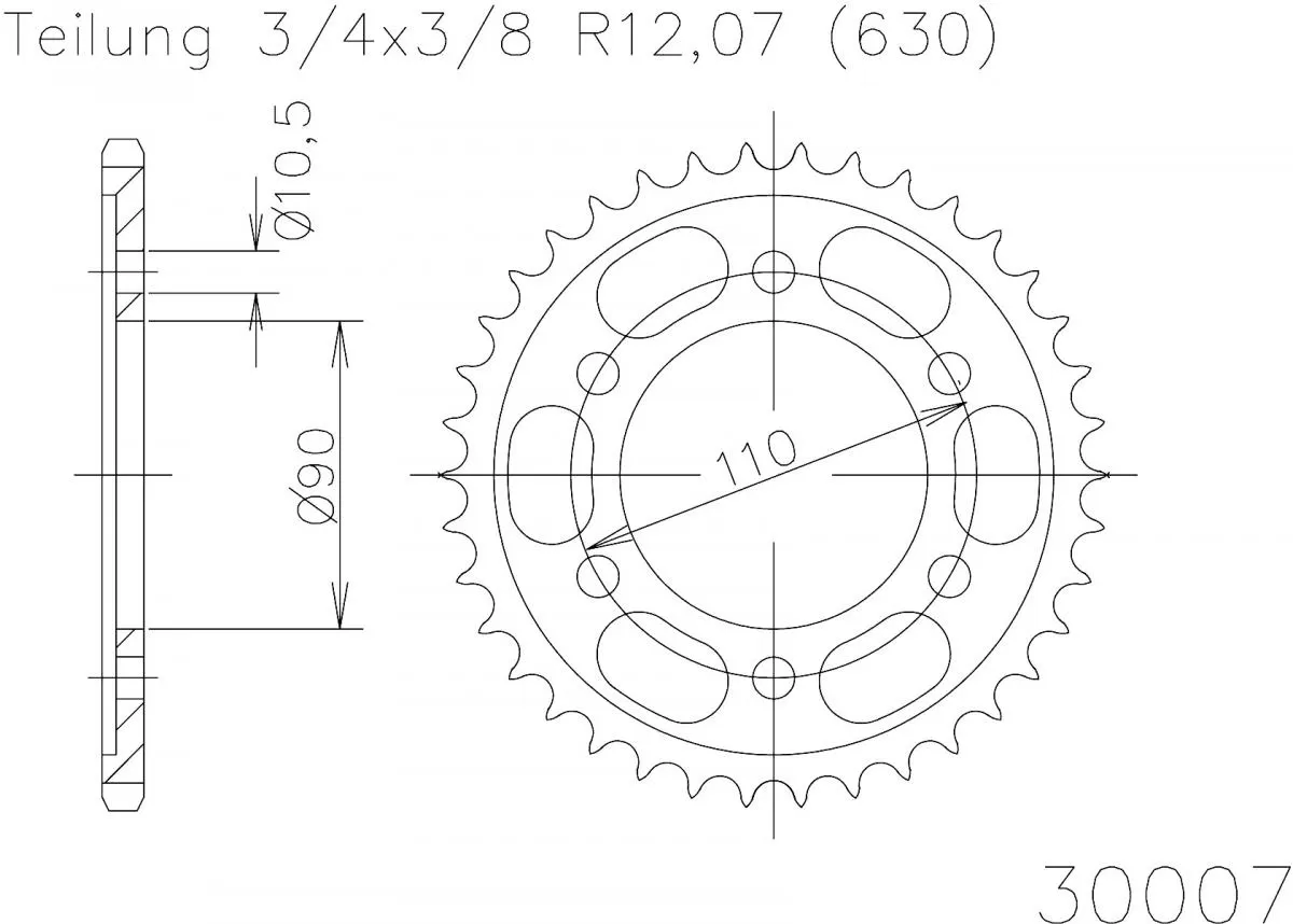 Esjot Sprocket Rear Steel 35T - 630