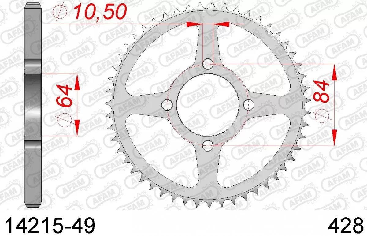 AFAM Sprocket Rear Steel 49T - 428